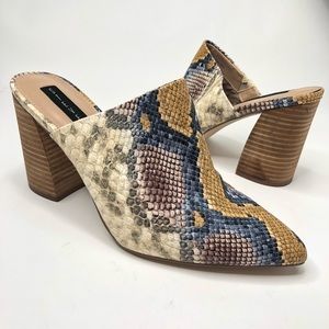 Steve Madden Nox Emboss Snakeskin Block Heel Mules